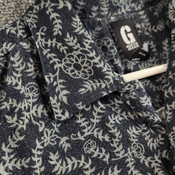 Guess Jeans 2XL Rayon Heavy Button Up Shirt Floral Blue Green Hawaii Beach - Picture 5 of 16